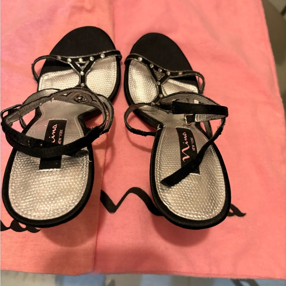 Nina Black and Silver Sandals